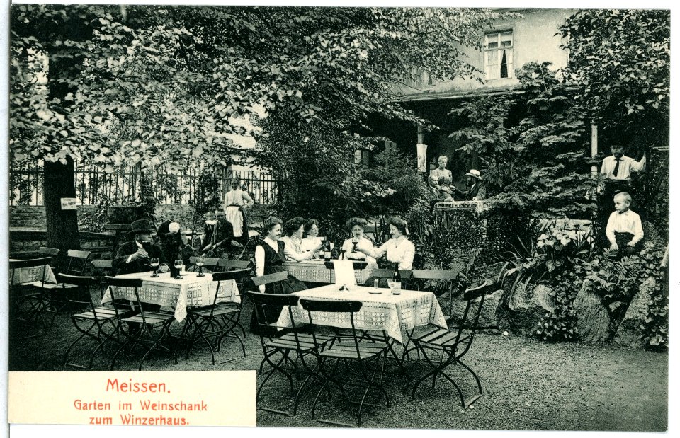 12240-Meißen-1910-Garten im Weinschank zum Winzerhaus-Brück & Sohn Kunstverlag