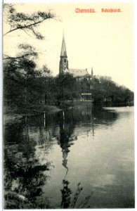 12180-Chemnitz-1910-Schloßteich und Schloßkirche-Brück & Sohn Kunstverlag