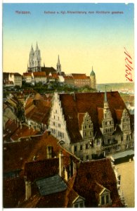 12453-Meißen-1911-Blick vom Frauenkirchenturm auf Rathaus und Burgberg-Brück & Sohn Kunstverlag