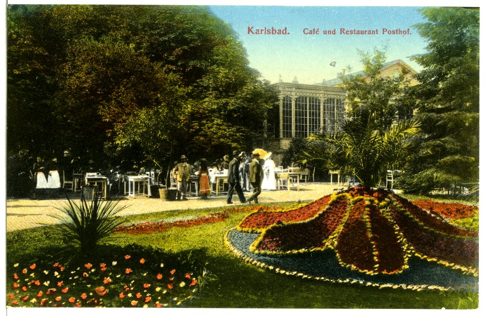 12188-Karlsbad-1910-Cafe und Restaurant Posthof-Brück & Sohn Kunstverlag