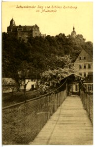 12262-Rochsburg-1910-Schwankender Steg und Schloß-Brück & Sohn Kunstverlag