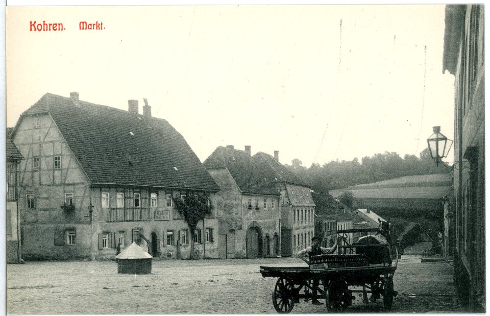 11259-Kohren-1910-Markt mit Pferdefuhrwerk-Brück & Sohn Kunstverlag