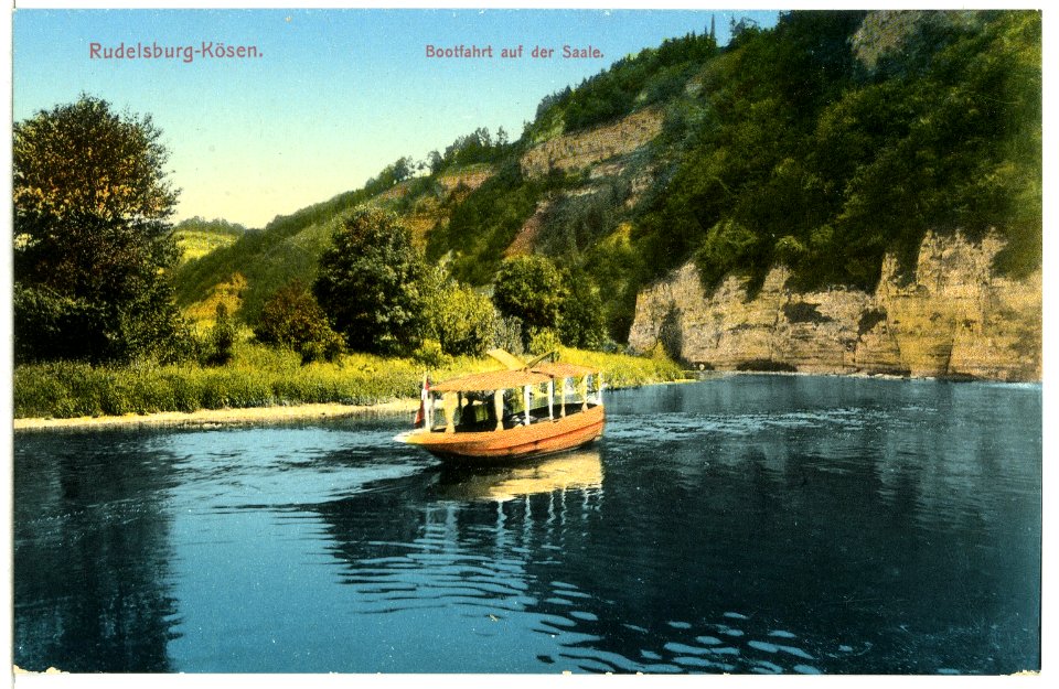 12716-Kösen-1911-Rudelsburg, Bootsfahrt auf der Saale-Brück & Sohn Kunstverlag