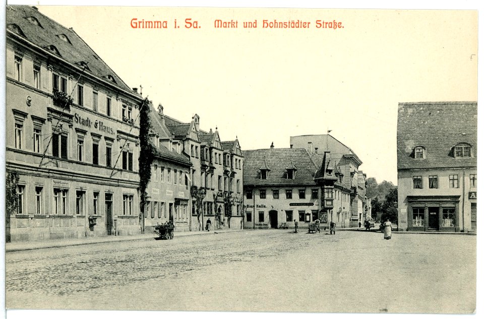 12302-Grimma-1910-Markt und Hohnstädter Straße-Brück & Sohn Kunstverlag
