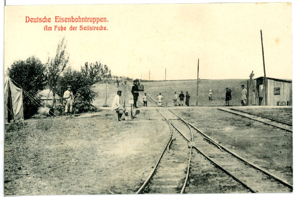 11410-Zscheilitz-1910-Deutsche Eisenbahntruppen - Am Fuße der Seilstrecke-Brück & Sohn Kunstverlag