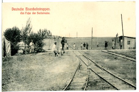 11410-Zscheilitz-1910-Deutsche Eisenbahntruppen - Am Fuße der Seilstrecke-Brück & Sohn Kunstverlag
