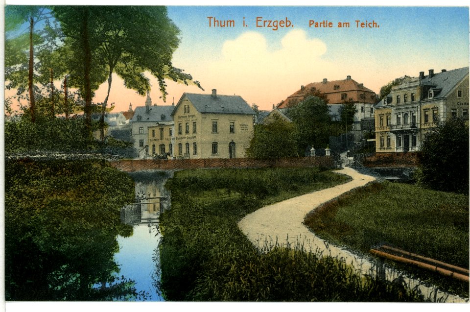 11007-Thum-1910-Partie am Teich-Brück & Sohn Kunstverlag
