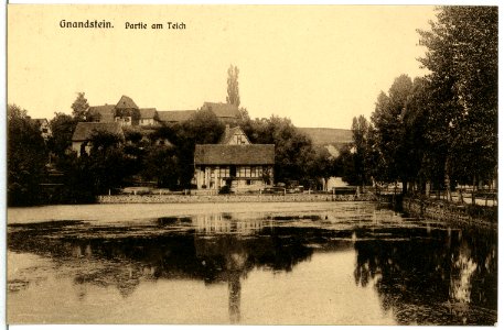 11255-Gnandstein-1910-Blick über den Teich auf Gnandstein-Brück & Sohn Kunstverlag