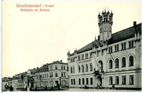 11075-Ehrenfriedersdorf-1910-Marktplatz mit Rathaus-Brück & Sohn Kunstverlag