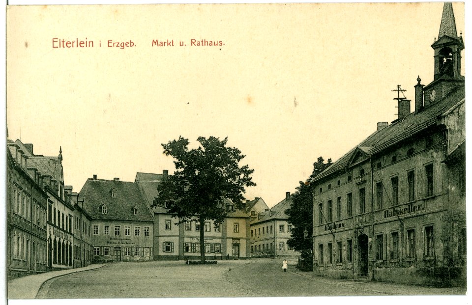 11213-Elterlein-1910-Markt mit Rathaus-Brück & Sohn Kunstverlag
