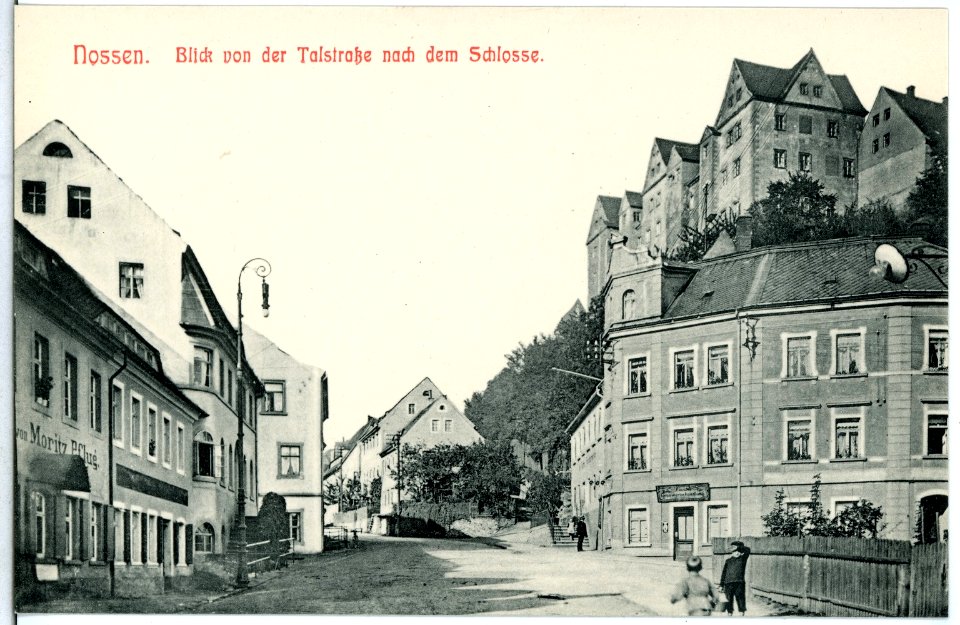 11496-Nossen-1910-Blick von der Talstraße nach dem Schloß-Brück & Sohn Kunstverlag