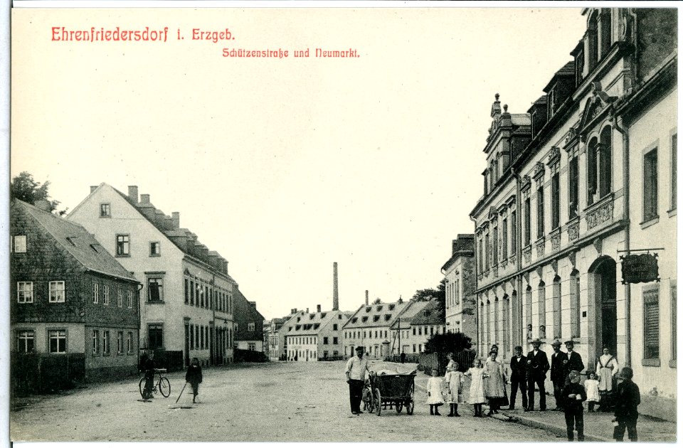 11081-Ehrenfriedersdorf-1910-Schützenstraße und Neumarkt-Brück & Sohn Kunstverlag