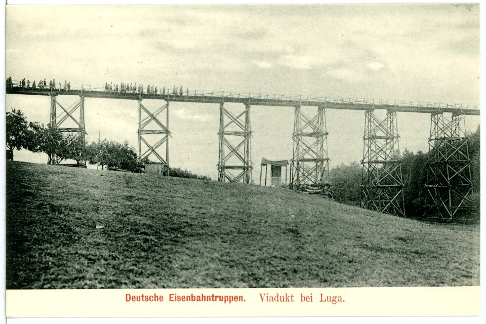11301-Luga-1910-Deutsche Eisenbahntruppen Viadukt bei Luga-Brück & Sohn Kunstverlag