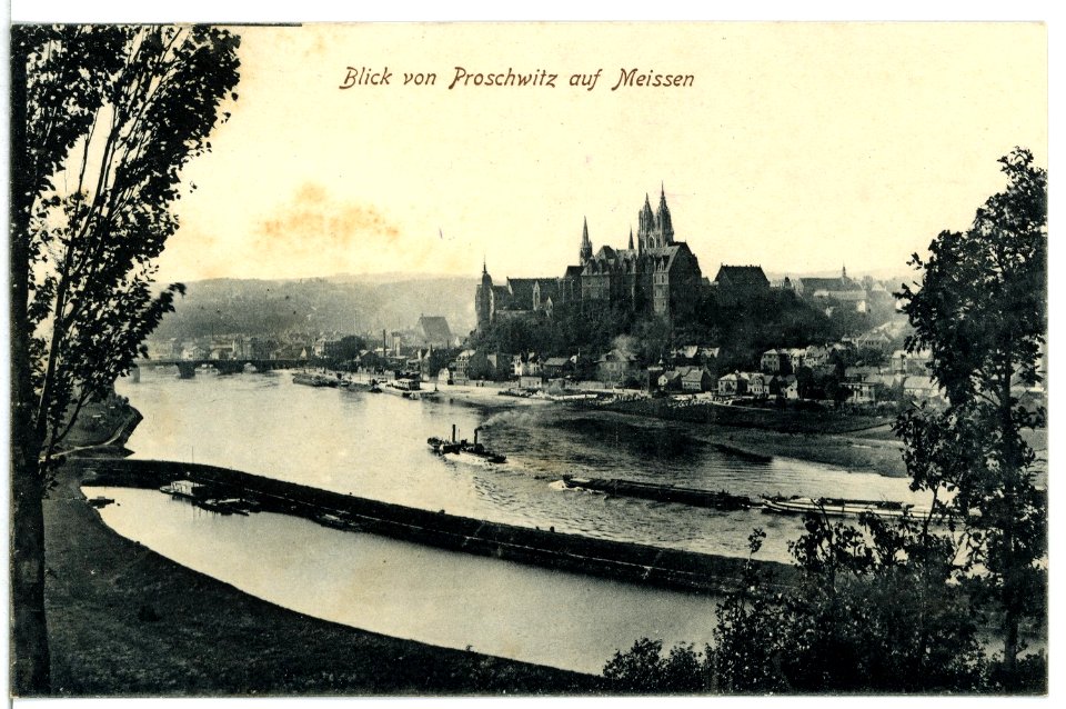 11969-Meißen-1910-Blick von Proschwitz auf Meißen-Brück & Sohn Kunstverlag