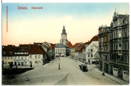 11014-Döbeln-1910-Obermarkt mit Pferdestraßenbahn-Brück & Sohn Kunstverlag