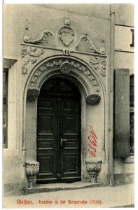 11989-Meißen-1910-Haustor in der Burgstraße Nr. 9 (Wappen Krebs)-Brück & Sohn Kunstverlag