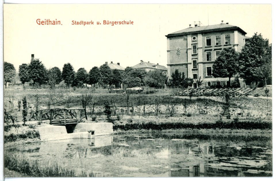 12289-Geithain-1910-Stadtpark und Bürgerschule-Brück & Sohn Kunstverlag