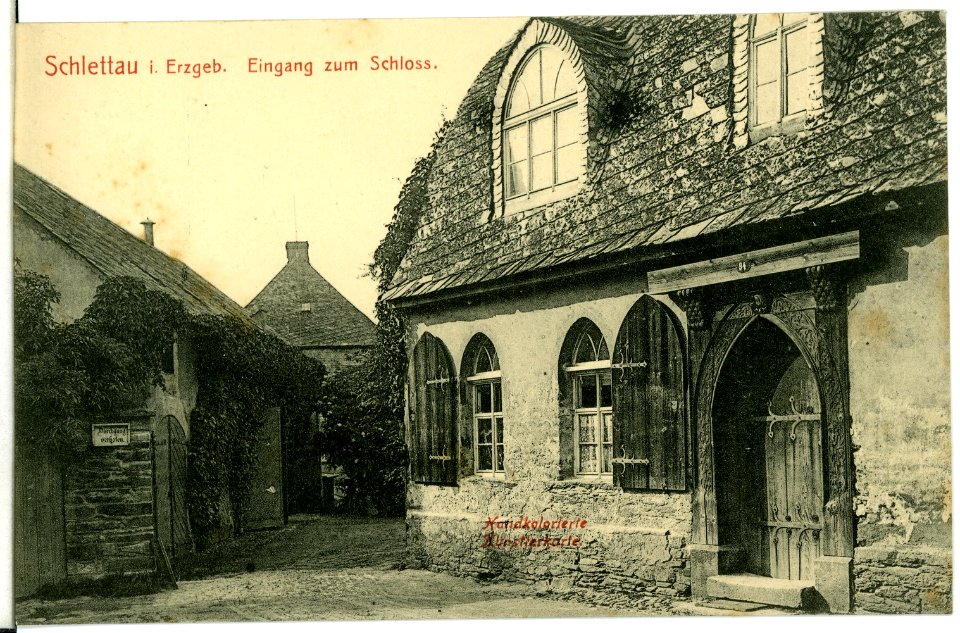 11342-Schlettau-1910-Eingang zum Schloß-Brück & Sohn Kunstverlag
