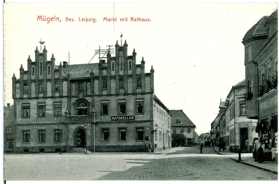 11334-Mügeln-1910-Markt mit Rathaus-Brück & Sohn Kunstverlag