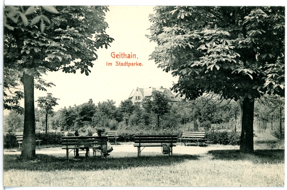 12321-Geithain-1910-im Stadtpark-Brück & Sohn Kunstverlag