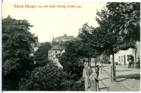 11067-Elbogen-1910-Schloß von der Hans Heiling Straße aus-Brück & Sohn Kunstverlag