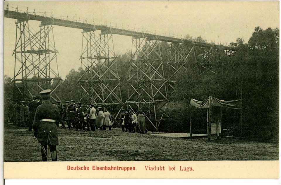 11306-Luga-1910-Deutsche Eisenbahntruppen Viadukt bei Luga-Brück & Sohn Kunstverlag