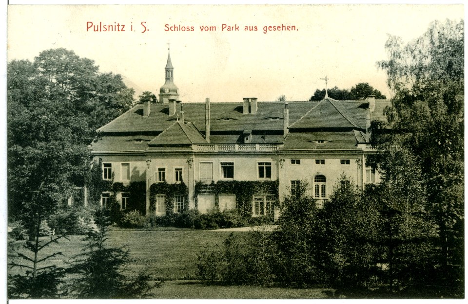 11032-Pulsnitz-1910-Schloß vom Park aus gesehen-Brück & Sohn Kunstverlag