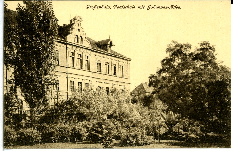 11474-Großenhain-1910-Realschule mit Johannes - Allee-Brück & Sohn Kunstverlag