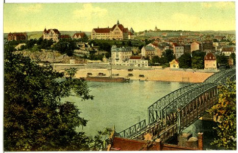 11507-Meißen-1910-Blick über die Eisenbahnbrücke nach Meißen Rechts-Brück & Sohn Kunstverlag
