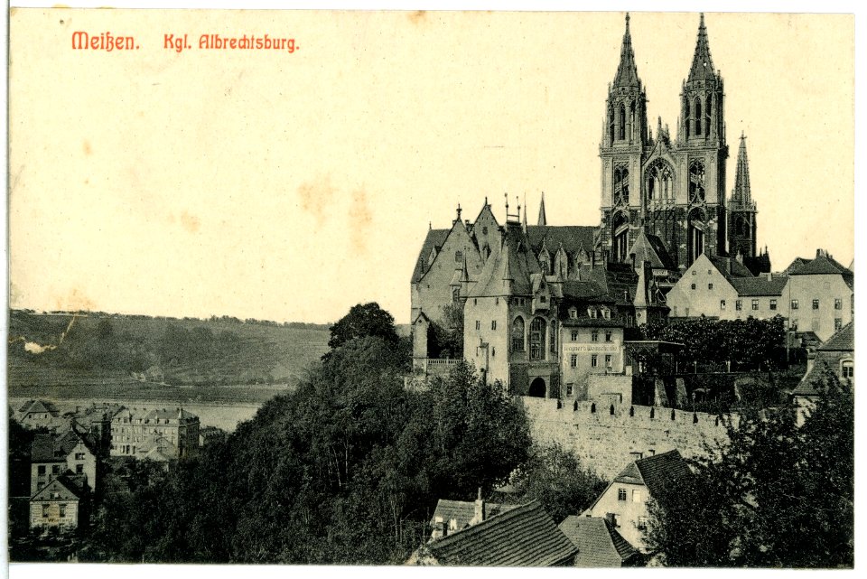 11968-Meißen-1910-Albrechtsburg und Dom, Schloßbrücke vom Schottenberg-Brück & Sohn Kunstverlag