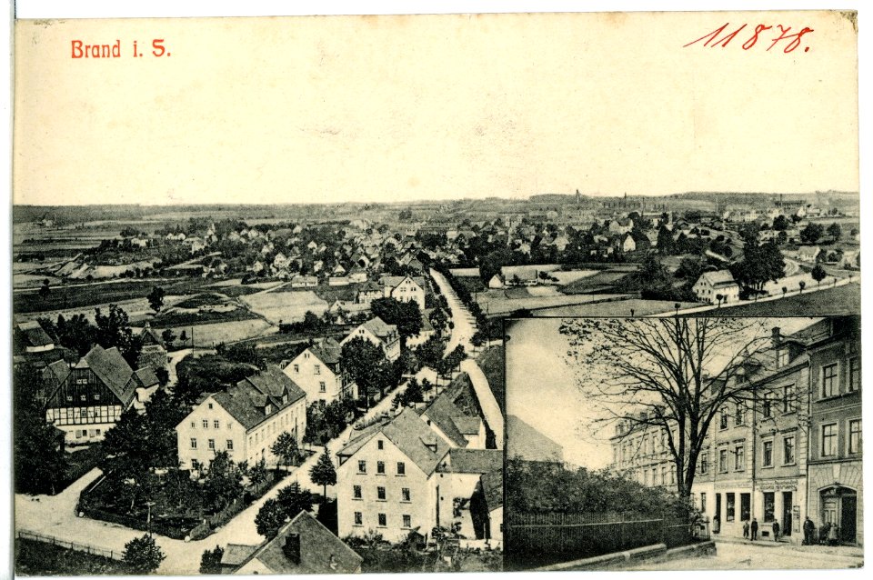 11878-Brand in Sachsen-1910-Blick auf Brand-Brück & Sohn Kunstverlag