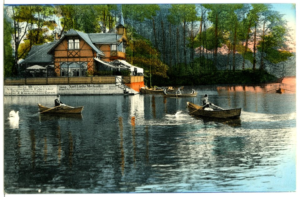 05162-Freiberg-1904-Schwanenschlößchen - Ruderpartie auf dem Schwanenteich-Brück & Sohn Kunstverlag