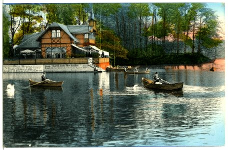 05162-Freiberg-1904-Schwanenschlößchen - Ruderpartie auf dem Schwanenteich-Brück & Sohn Kunstverlag