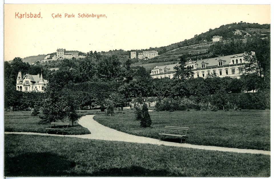 11723-Karlsbad-1910-Cafe Park Schönbrunn-Brück & Sohn Kunstverlag