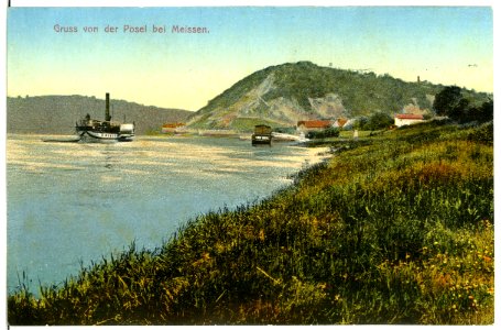 11640-Meißen-1910-Bosel mit Elbe und Dampfer-Brück & Sohn Kunstverlag