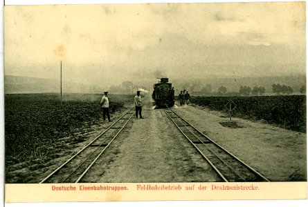 11300-Zscheilitz-1910-Deutsche Eisenbahntruppen Feldbahnbetrieb an der Drahtseilstraße-Brück & Sohn Kunstverlag