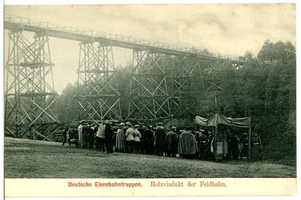 11302-Luga-1910-Deutsche Eisenbahntruppen Holzviadukt der Feldbahn-Brück & Sohn Kunstverlag