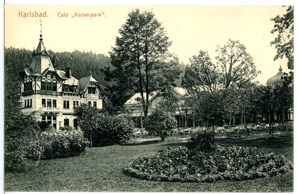 11725-Karlsbad-1910-Cafe Kaiserpark-Brück & Sohn Kunstverlag