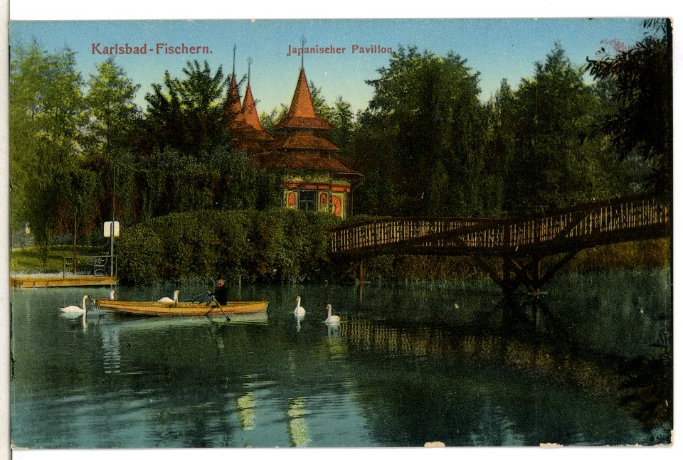 11984-Karlsbad-1910-Fischern - Japanischer Pavillon - Ruderkahn-Brück & Sohn Kunstverlag