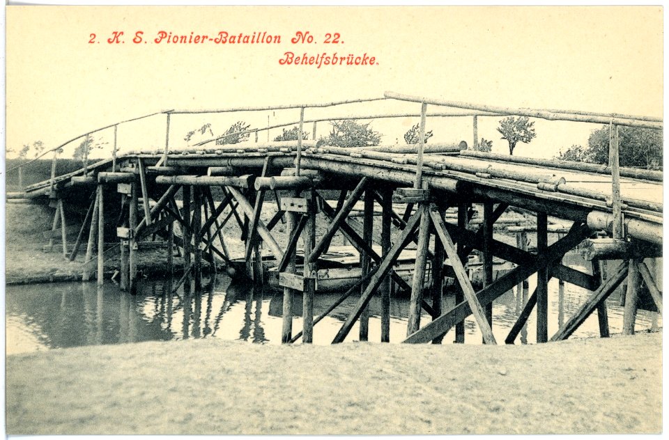 17854-Riesa-1914- 2. Königlich Sächsisches Pionier-Bataillon Nr. 22 - Behelfsbrücke-Brück & Sohn Kunstverlag