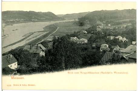 05155-Meißen-1904-Blick vom Bergschlößchen auf die Elbe mit Dampfer-Brück & Sohn Kunstverlag