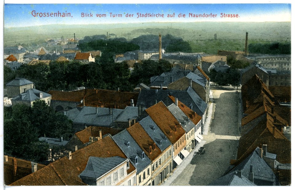 11478-Großenhain-1910-Stadtturmblick auf die Naundorfer Straße-Brück & Sohn Kunstverlag