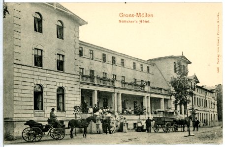 05428-Groß Möllen-1904-Böttchers Hotel mit Kutschwagen-Brück & Sohn Kunstverlag