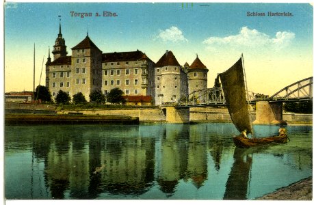 11650-Torgau-1910-Schloß Hartenfels, Elbbrücke und Segler-Brück & Sohn Kunstverlag