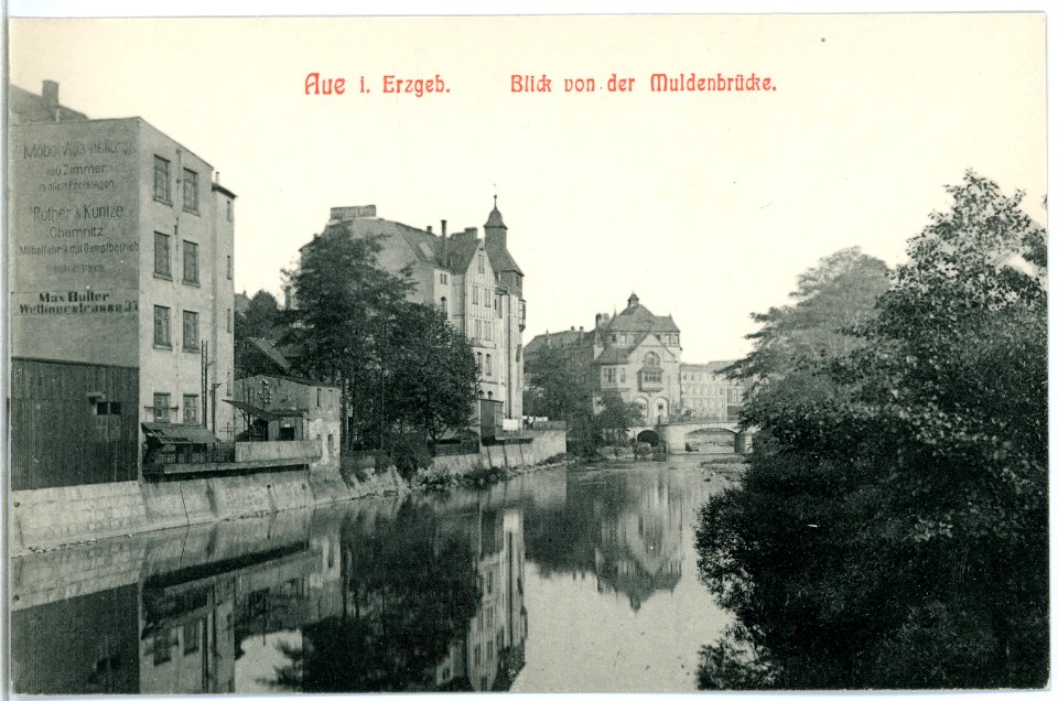 11694-Aue-1910-Blick von der Muldenbrücke-Brück & Sohn Kunstverlag