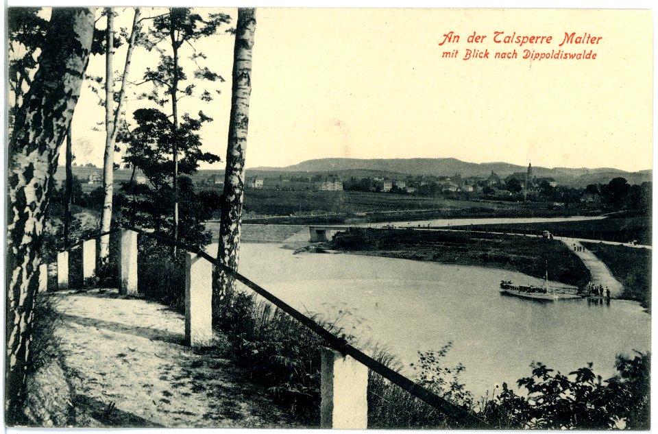 18017-Malter-1914-Talsperre und Blick nach Dippoldiswalde-Brück & Sohn Kunstverlag