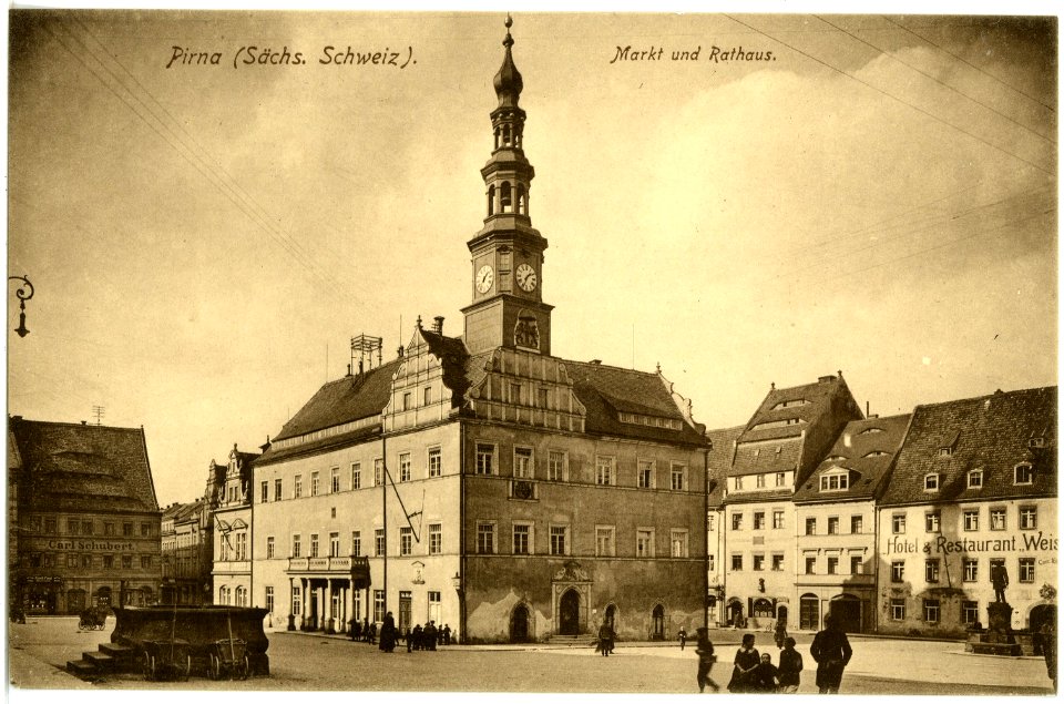 17687-Pirna-1914-Markt und Rathaus-Brück & Sohn Kunstverlag
