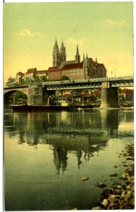 11505-Meißen-1910-Elbe mit Brücke - Albrechtsburg und Dom-Brück & Sohn Kunstverlag