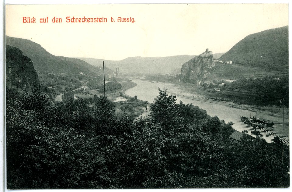 11904-Aussig-1910-Blick auf den Schreckenstein-Brück & Sohn Kunstverlag