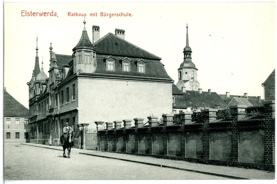 11383-Elsterwerda-1910-Rathaus mit Bürgerschule-Brück & Sohn Kunstverlag
